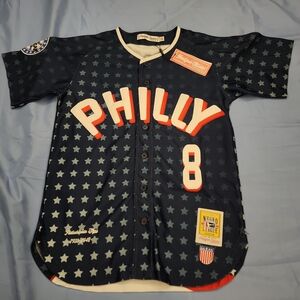 NEGRO LEAGUE COLLECTION PHILADELPHIA STARS PHILLY #8 BASEBALL JERSEY BLUE SZ XSM
